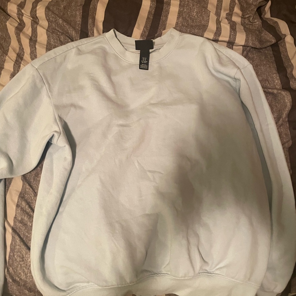 H&M Blue Crewneck Sweater with Textured Knit